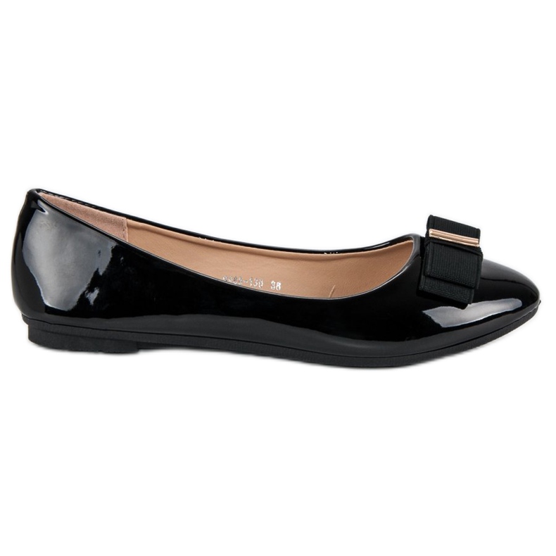 Diamantique Schwarz lackierte Ballerinas