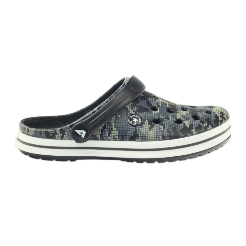 American Club Kroks Clogsy Pantoffeln Camo-Sandalen schwarz grau grün