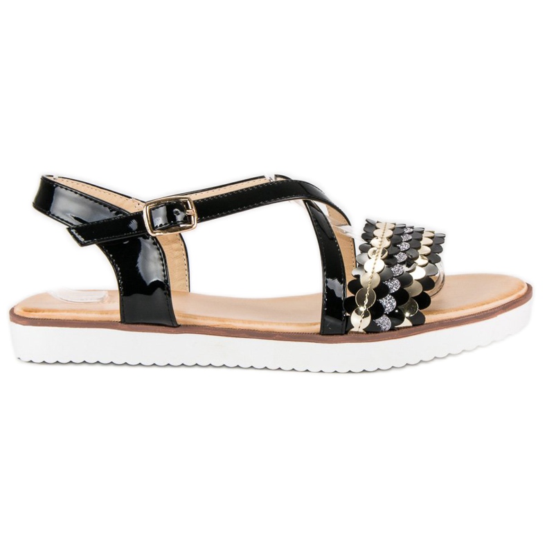 Vices Patent Laster Sandalen schwarz gelb