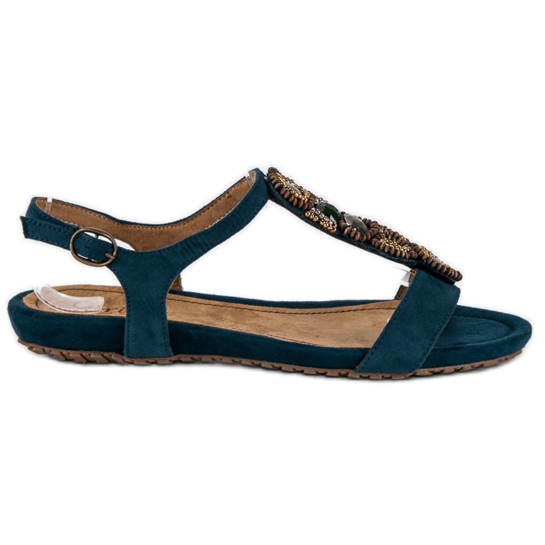Corina Stilvolle flache Sandalen blau