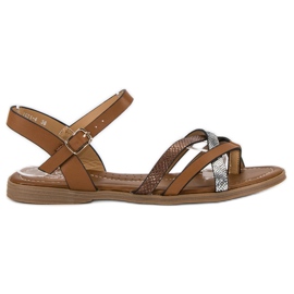 Small Swan Klassische braune Sandalen grau