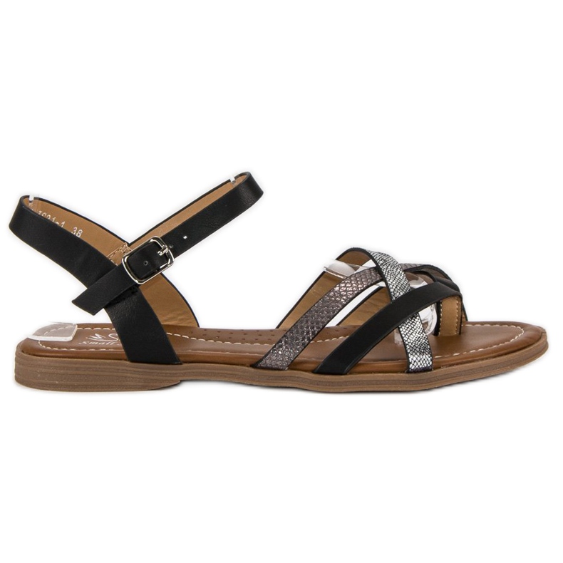 Small Swan Klassische schwarze Sandalen grau