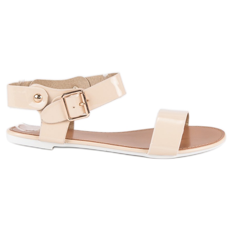 Vices Beige flache Sandalen Laster