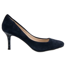 Pumps aus marineblauem Leder