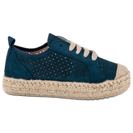 Corina Durchbrochene Espadrilles auf dem Keil blau mehrfarbig marineblau