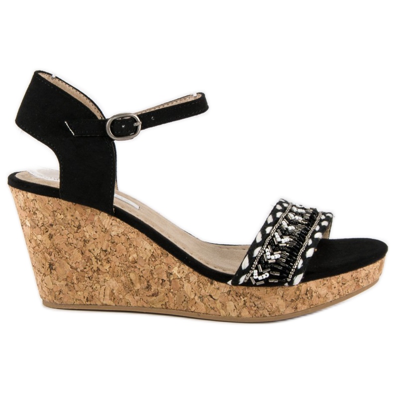 Corina Sandalen auf einem Keilabsatz aus Kork schwarz