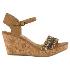 Corina Sandalen auf einem Keilabsatz aus Kork braun