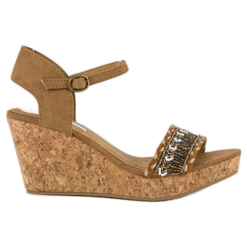 Corina Sandalen auf einem Keilabsatz aus Kork braun