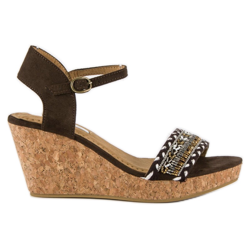 Corina Sandalen auf einem Keilabsatz aus Kork braun