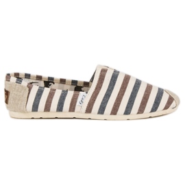 L. Day Beige gestreifte Slipons braun grau