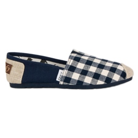 L. Day Marineblau karierte Slipons braun navy blau