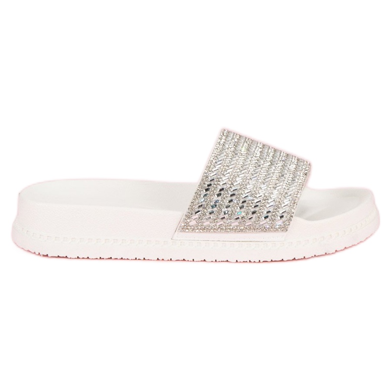 Weiße Hausschuhe mit Kristallen