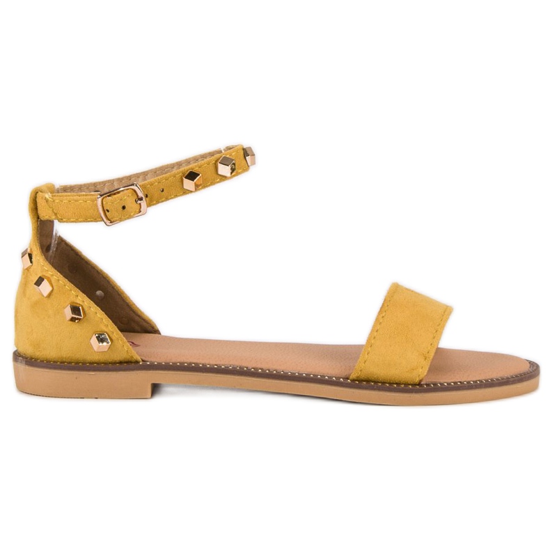 Fashion Wildledersandalen mit Nieten gelb