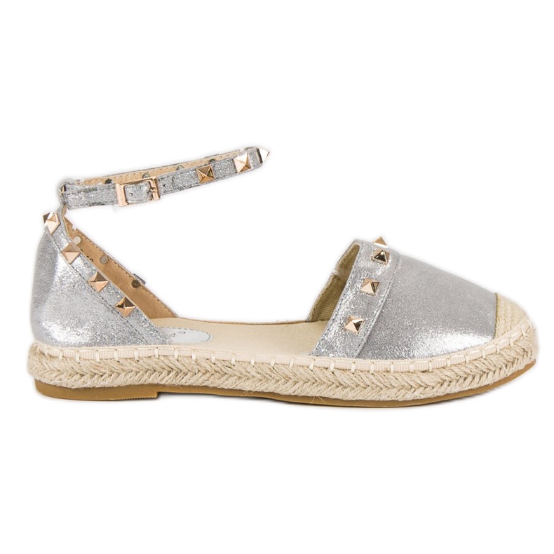 Fama Silberne Espadrilles-Sandalen grau