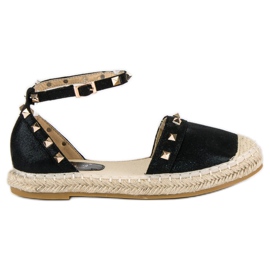 Fama Schwarze Espadrilles-Sandalen