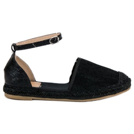 Nio Nio Espadrilles aus Spitze schwarz