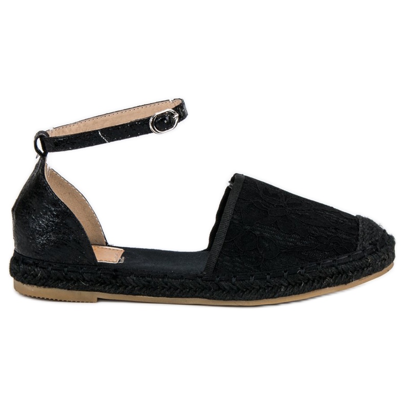 Nio Nio Espadrilles aus Spitze schwarz