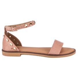 Fashion Wildledersandalen mit Nieten rosa