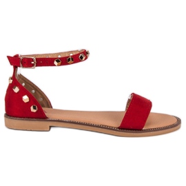 Fashion Wildledersandalen mit Nieten rot