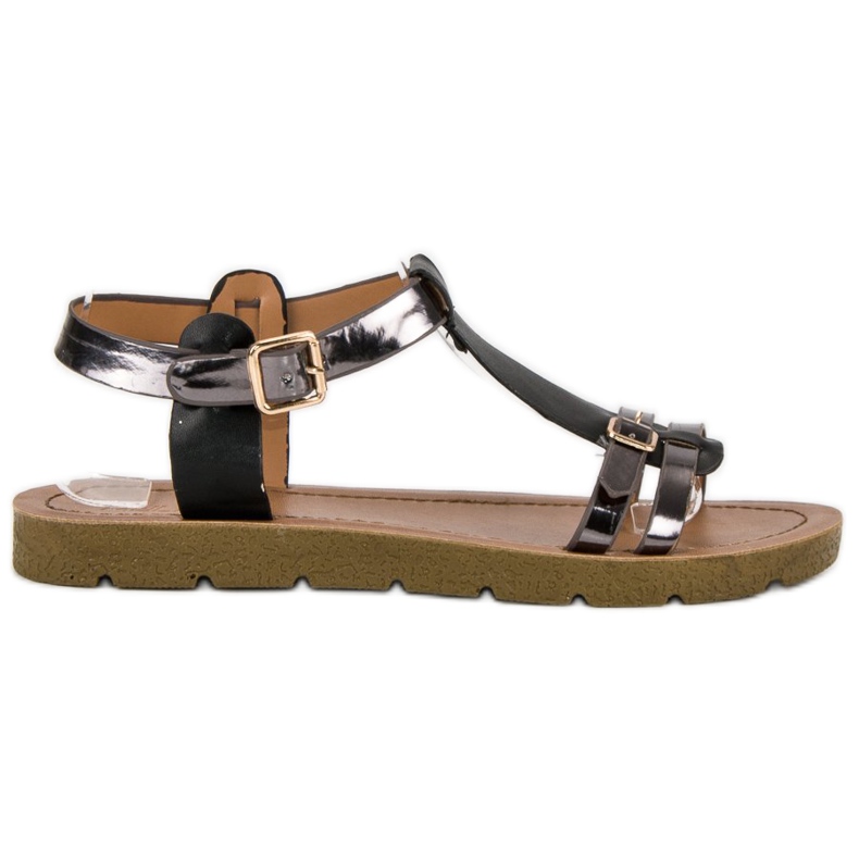 Bequeme Sandalen mit Schnalle schwarz