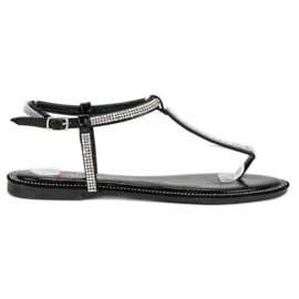 Top Shoes Flip-Flops mit Kristallen schwarz