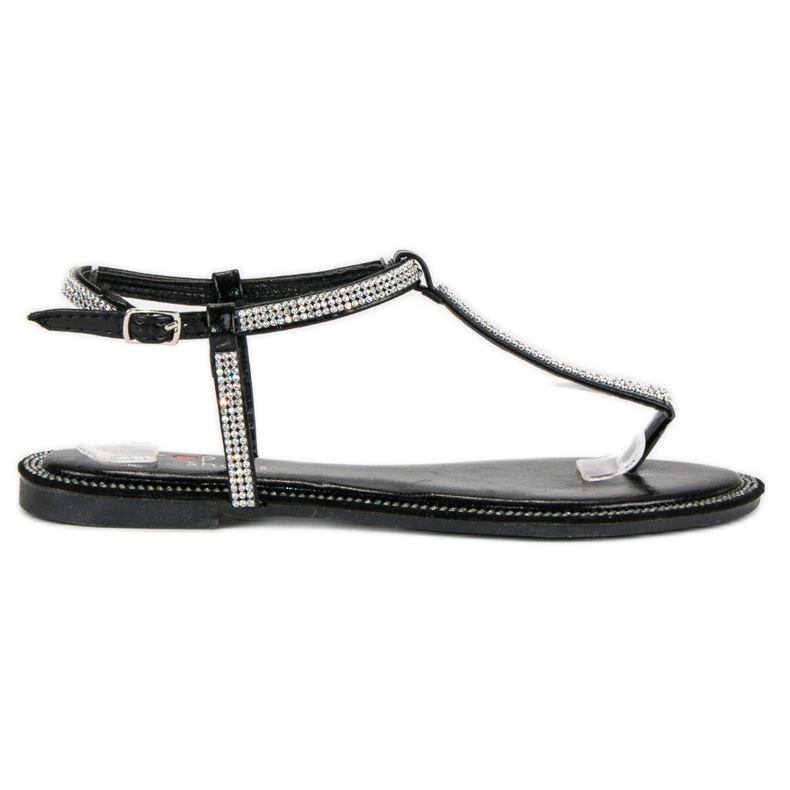 Top Shoes Flip-Flops mit Kristallen schwarz