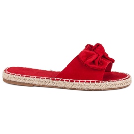 Espadrilles-Flip-Flops aus Wildleder rot