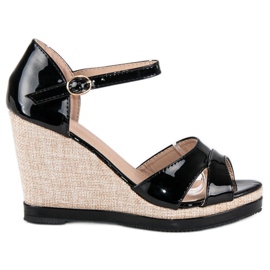 Anesia Paris Lackierte Keilsandalen schwarz