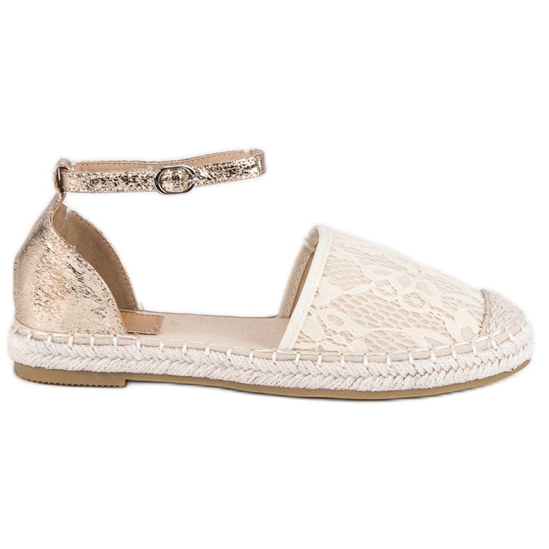 Nio Nio Espadrilles aus Spitze braun gelb