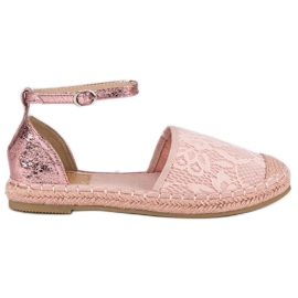 Nio Nio Espadrilles aus rosa Spitze
