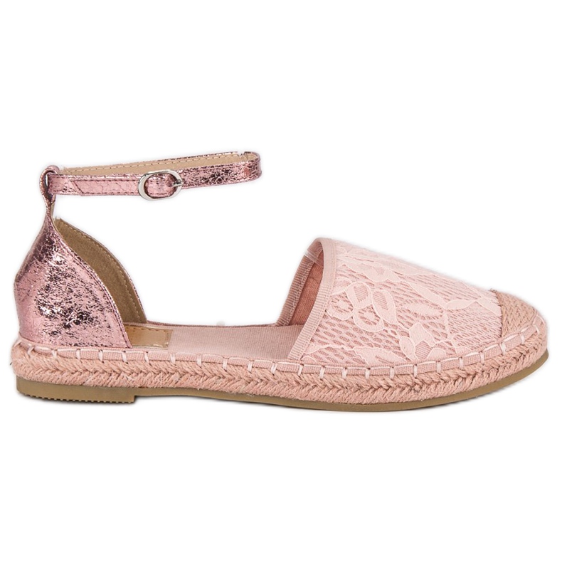 Nio Nio Espadrilles aus rosa Spitze