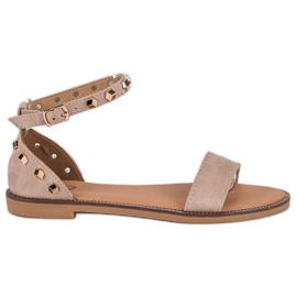 Fashion Wildledersandalen mit Nieten braun
