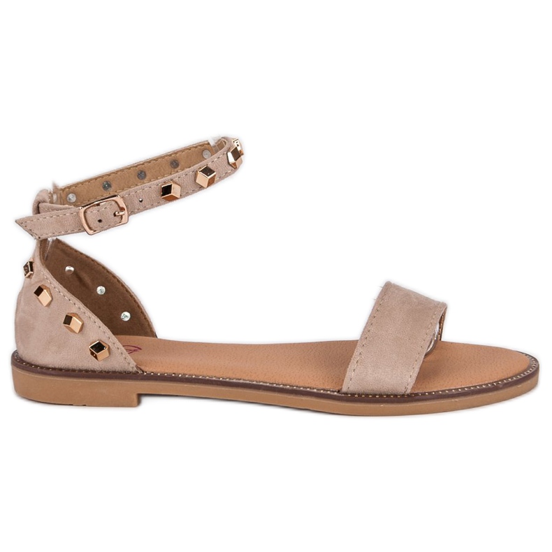 Fashion Wildledersandalen mit Nieten braun