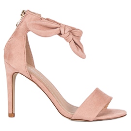 Bestelle Wildleder-Sandalen mit Reißverschluss rosa