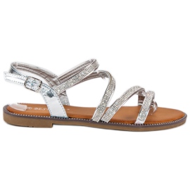 Bestelle Silberne weibliche Sandalen grau