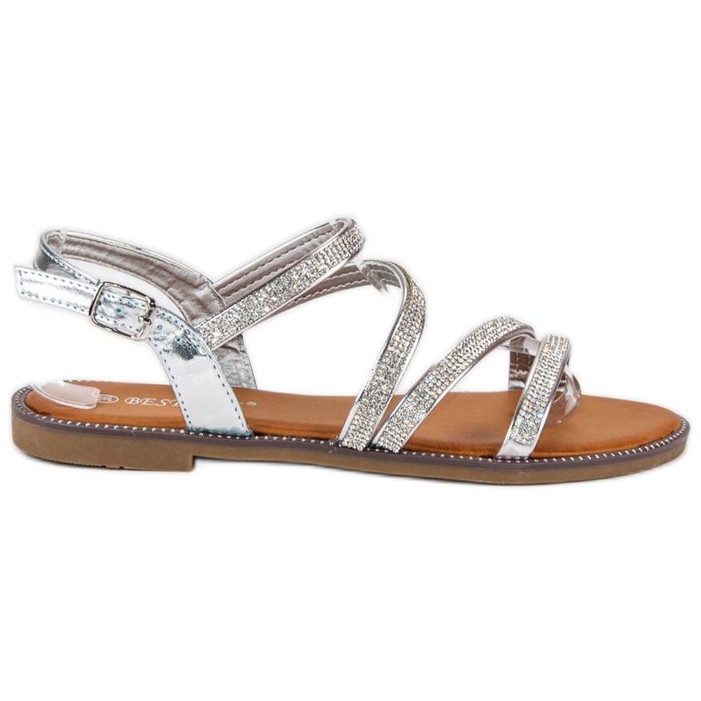 Bestelle Silberne weibliche Sandalen grau