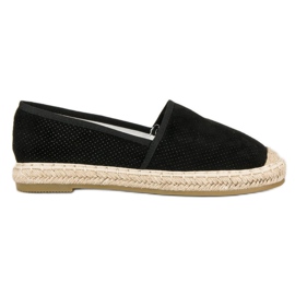 Bestelle Durchbrochene schwarze Espadrilles