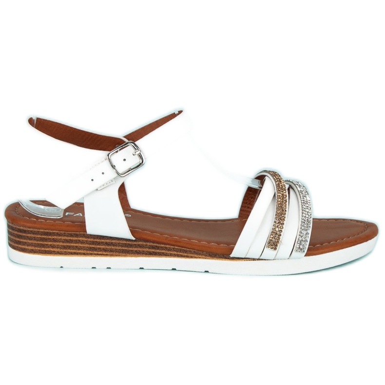 Fama Sandalen auf niedrigem Keilabsatz weiß