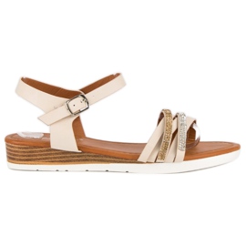 Fama Sandalen auf niedrigem Keilabsatz braun