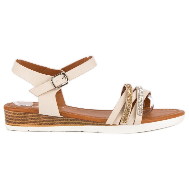 Fama Sandalen auf niedrigem Keilabsatz braun