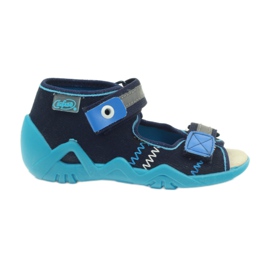 Befado Sandalen Hausschuhe, Lederdecksohle blau marineblau