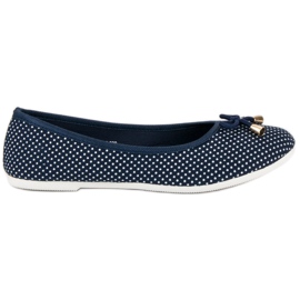 Textilballerinas mit Tupfen weiß marineblau