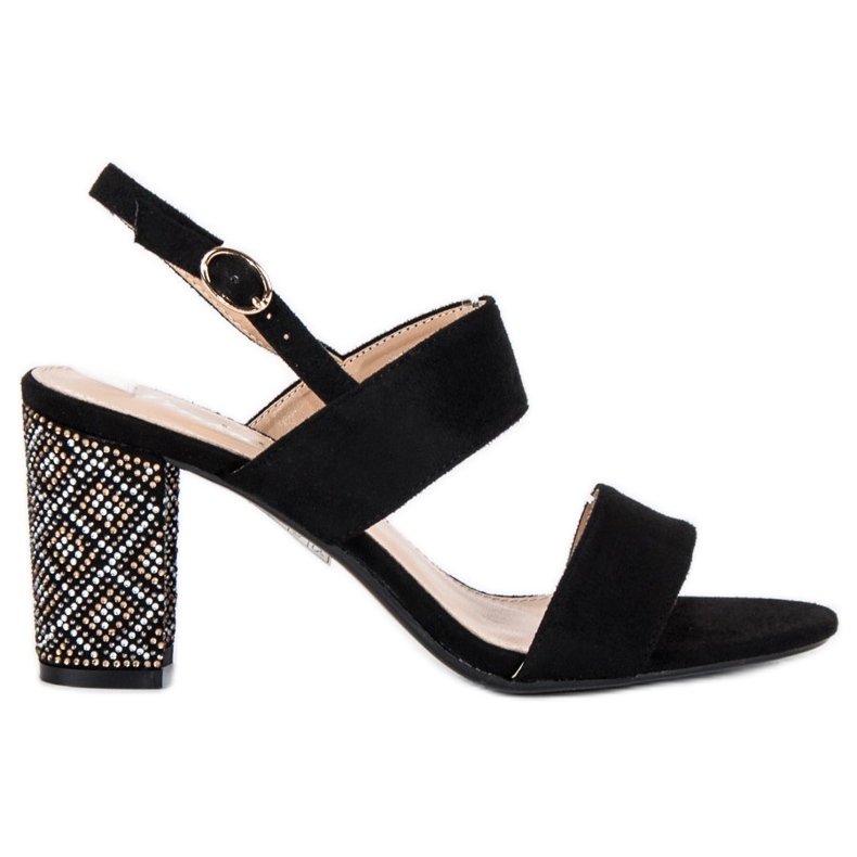 Stilvolle Sandalen mit Perlen schwarz