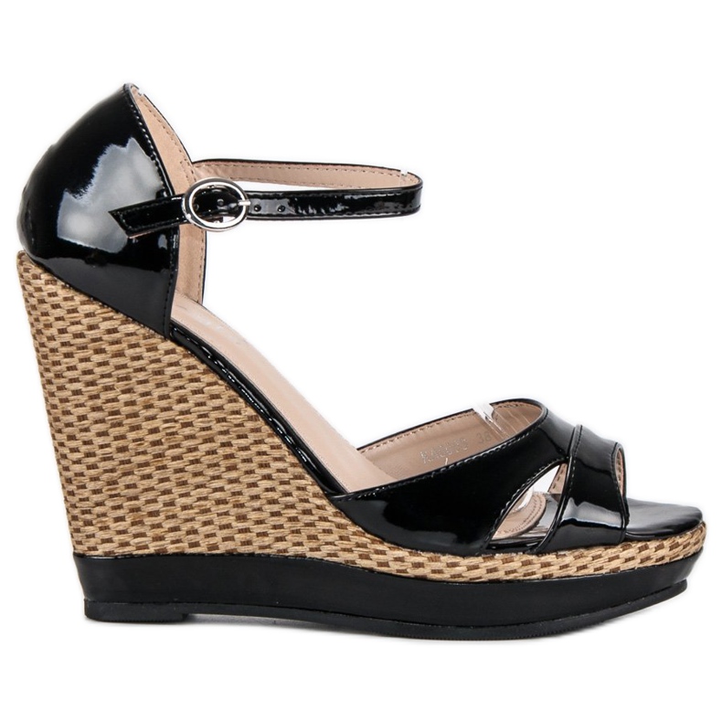 Kayla Schwarz lackierte Keilsandalen