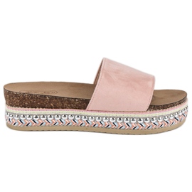 Boho Wildleder Hausschuhe rosa