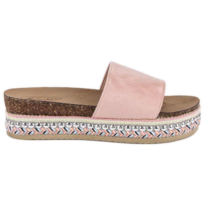 Boho Wildleder Hausschuhe rosa