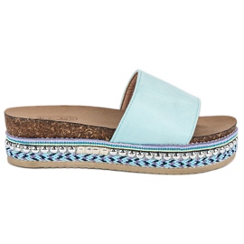 Boho Wildleder Hausschuhe blau