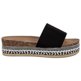 Boho Wildleder Hausschuhe schwarz