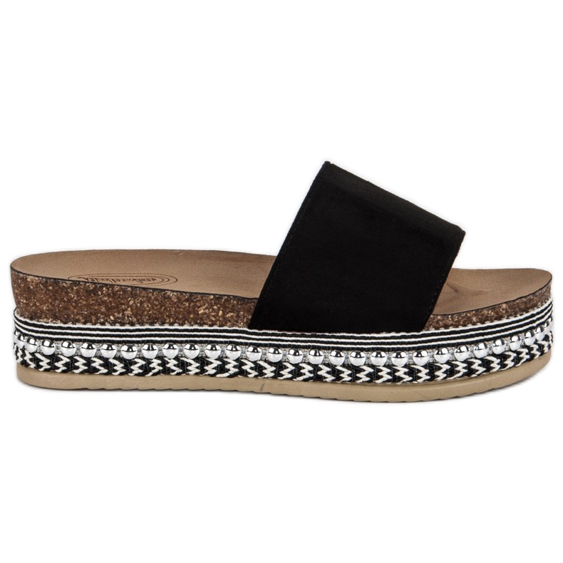 Boho Wildleder Hausschuhe schwarz