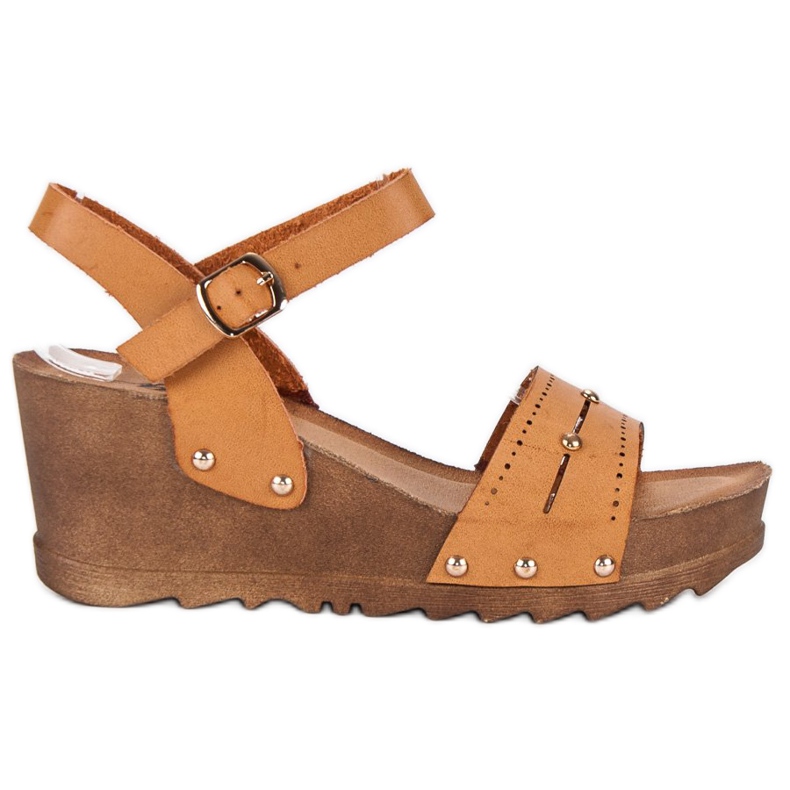 Kamelfarbene Keilsandalen braun